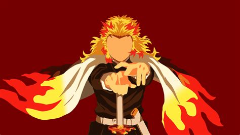 Demon Slayer Blonde Kyojuro Rengoku With Background Of Black Sky And Images
