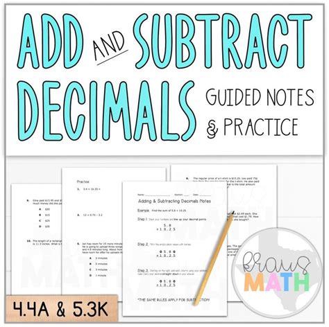 Add And Subtract Decimals Guided Notes And Practice Teks 44a 53k