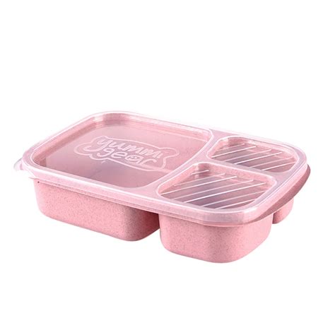 Lunch Box Reusable 3 Compartment Plastic Divided Food Storage Container