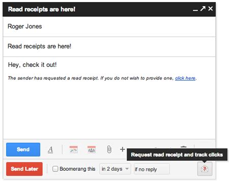 Add recipients to the required fields of the new email and compose the subject and body. Boomerang adds Read Receipts to Gmail! | Boomerang: Email ...