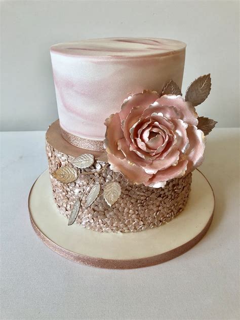 Rose Gold Sequin Wedding Cake Rose Gold Wedding Cakes Beautiful