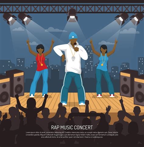 Free Vector Rap Music Concert Flat Template