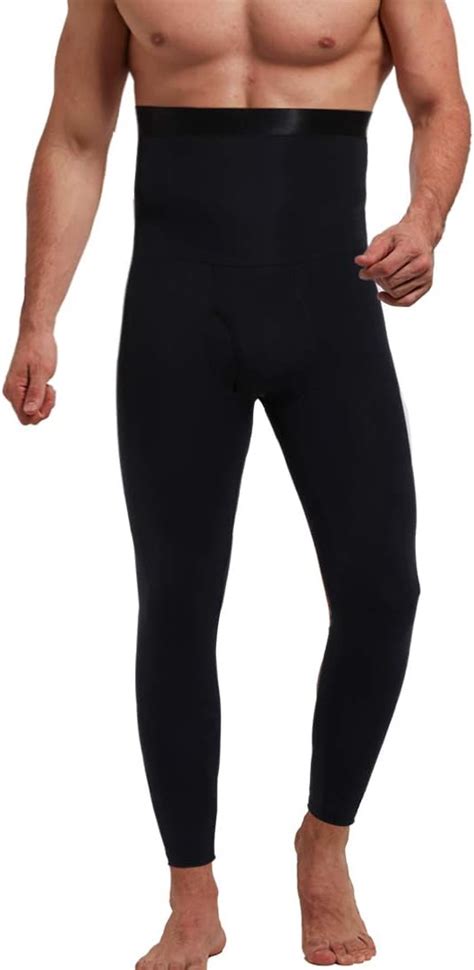 quafort men s high waist body shaper compression leggings for tummy control baselayers sports