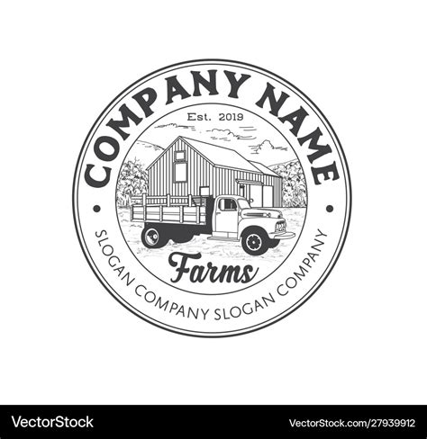 Rustic Vintage Farm Logo Design Royalty Free Vector Image
