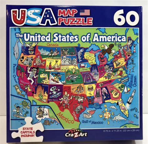 Usa Map Puzzle 60 Piece Kids And Adults With State Capitals Age 6 For