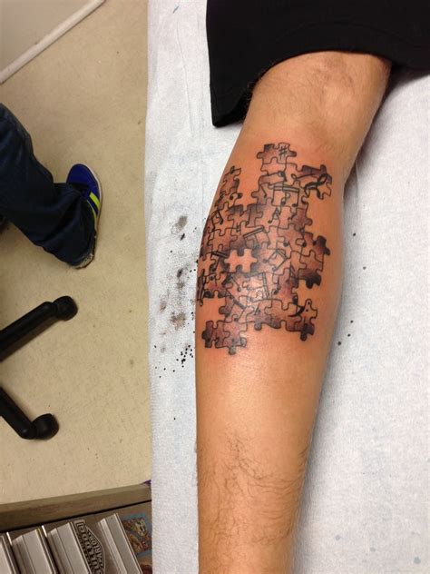 Heart and key puzzle piece tattoo for friends. Puzzle pieces tattoo with music notes inside. | Tattoo ...