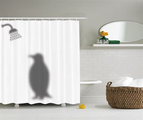 In fun made funny shower curtains you can find several models that you'll love how are you with animal motifs. Animals Decor Funny Shower Curtain Penguin Shadow Fun ...