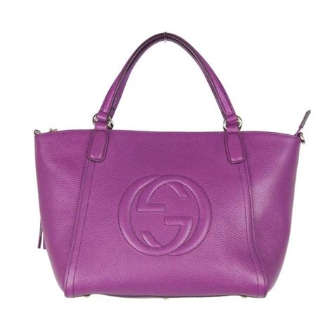 Gucci Purple Leather Soho Tote Handbag With Strap For Sale At 1stdibs