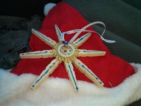 Clothespin Snowflake Craft For My Sons Teacher Snowflake Craft