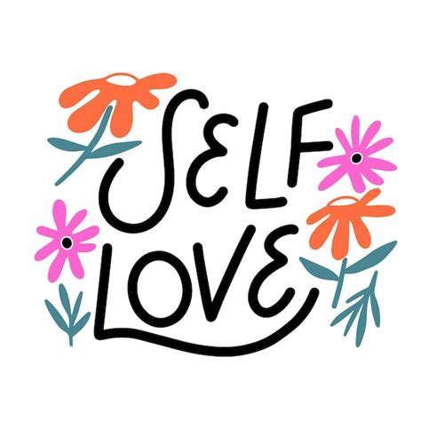 Free Vector Self Love Lettering With Flowers