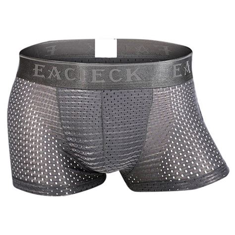 41 Off 2021 Breathable Ice Silk Sexy Mesh Thin U Convex Boxer Briefs For Men In Gray Dresslily