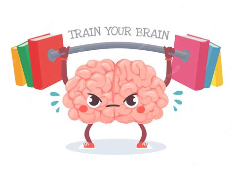 Treinamento Cerebral O Cérebro Dos Desenhos Animados Levanta Peso Com