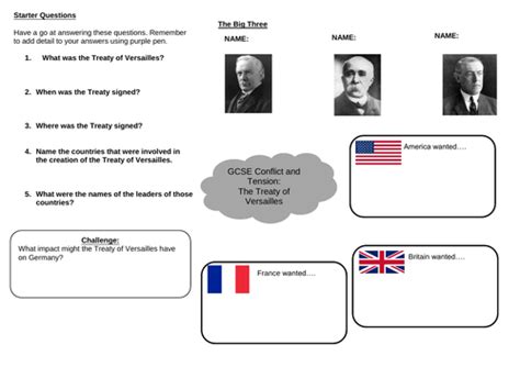 Treaty Of Versailles Revision Gcse Teaching Resources