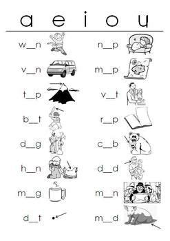 The vowels in the english language are; Short Vowels WORKSHEETS Fill-in-the-Blanks | Vowel ...