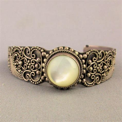 Trendy, timeless, and beautifully economical, sterling silver lets you shop new bracelet designs made to last. Vintage Sterling Silver Bali Cuff Bracelet w/ Ornate Overlay - from greatvintagestuff on Ruby Lane