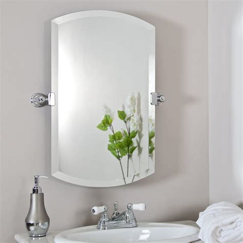 Brushed nickel bathroom mirror as sweet wall decoration