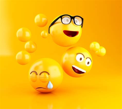 Iconos De Emojis 3d Con Expresiones Faciales Foto Premium