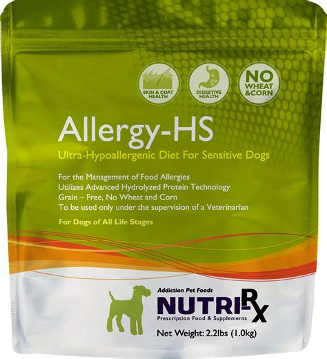 Sometimes dogs need to be fed an allergy free dog food because surprisingly according to experts dog food allergies make up a massive ten percent of all causes of allergies in dogs. Addiction Nutri-RX Allergy-HS Ultra-Hypoallergenic Dry Dog ...