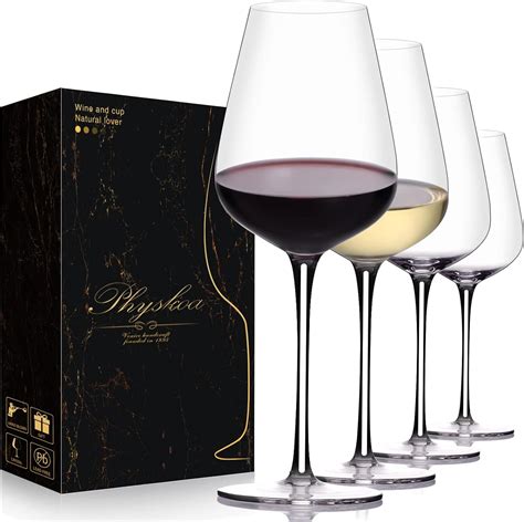 Buy Physkoa Wine Glasses Crystal Bordeaux Wine Glasses Set Of 4 18 Oz Hand Blown Red Wine