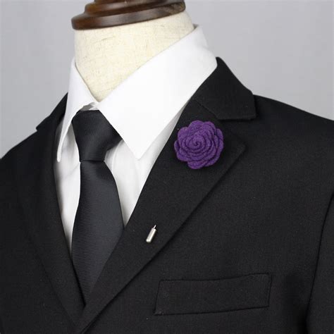 Lapel Pin Cotton Flower Purple Suit Lab