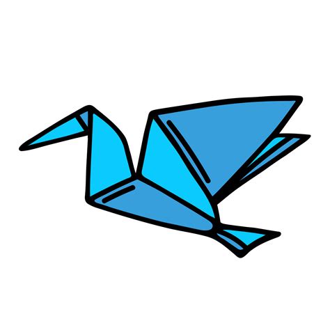 Icono De Vector De Grúa Azul De Origami Papel Doblado En Forma De