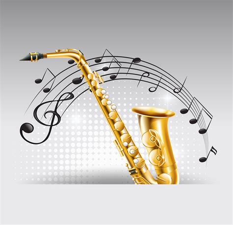 Saxophone With Music Notes In Background 445537 Vector Art At Vecteezy