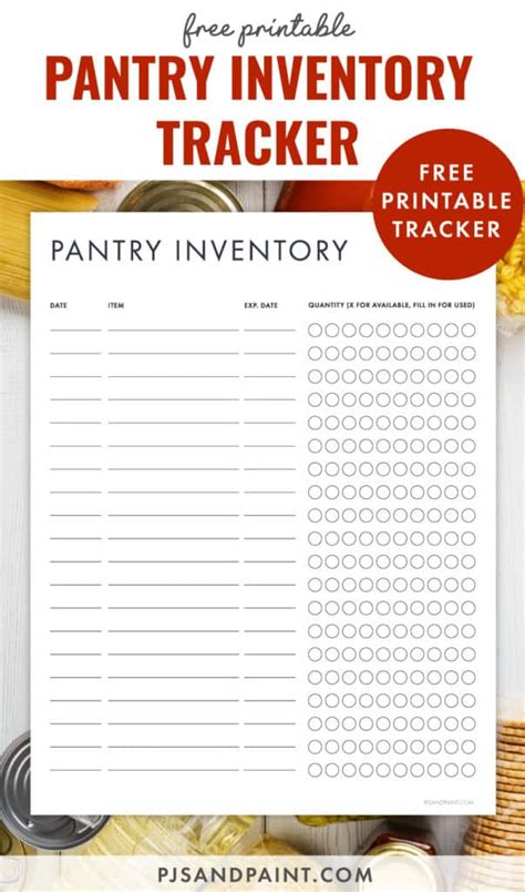 Free Printable Pantry Inventory Tracker Pjs And Paint