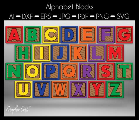 Alphabet Block Svg Block Letter Svg Wooden Block Svg Etsy