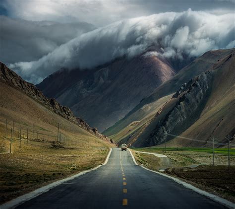 Road Landscape Mountains Clouds Wallpaper Resolution1440x1280 Id