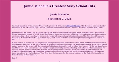 Jamie Michelle Greatest Sissy School Hitspdf Docdroid