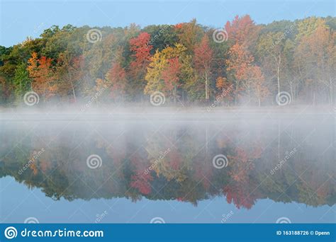 Autumn Reflections Deep Lake In Fog Stock Photo Image Of Autumn