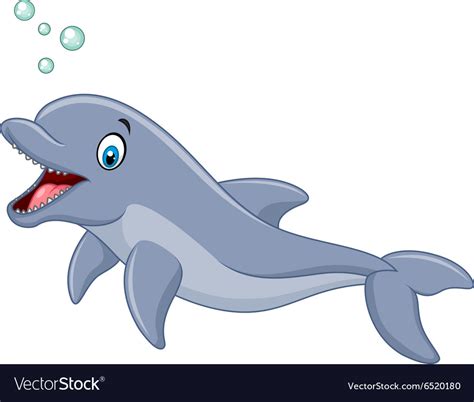 Cartoon Happy Dolphin Isolated On White Background