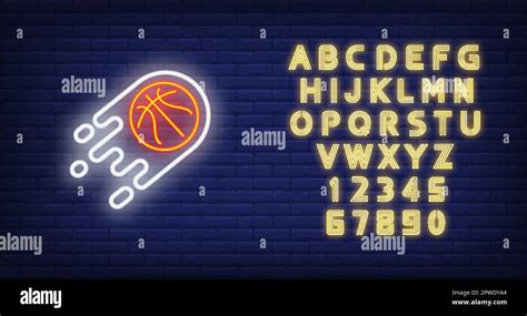 Flying Basketball Neon Sign Stock Vector Image And Art Alamy