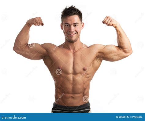 A Muscular Man Flexing His Biceps Royalty Free Stock Photography CartoonDealer Com