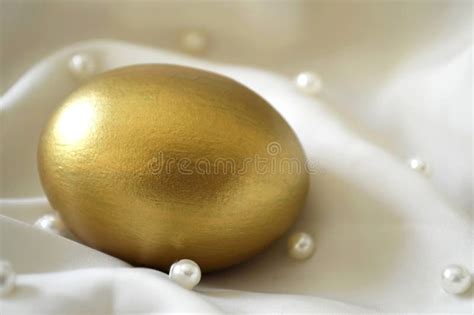 Golden Egg And Pearls On Silk Background Stock Image Image Of Asian