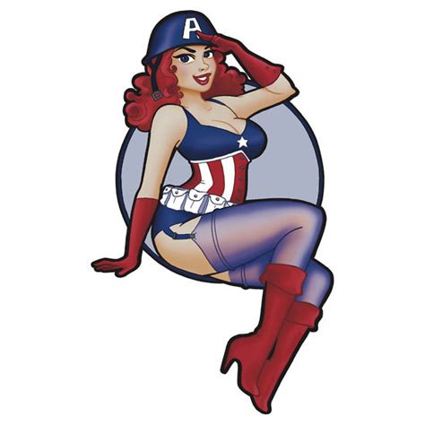 Captain America Goes Pin Up T Shirt