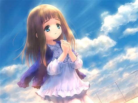 Cute Anime Girl | Little Girl | Praying | Brown Hair | Blue Eyes | Adorable | Wallpaper | HD ...