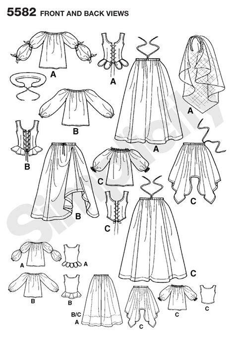 Womens Renaissance Dress Costume Sewing Pattern 5582 Simplicity Renaissance Costume