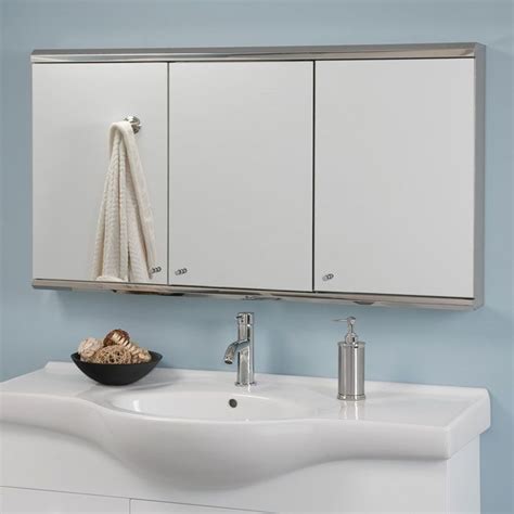 Cosmopolitan Stainless Steel Tri View Medicine Cabinet With Mirror 48