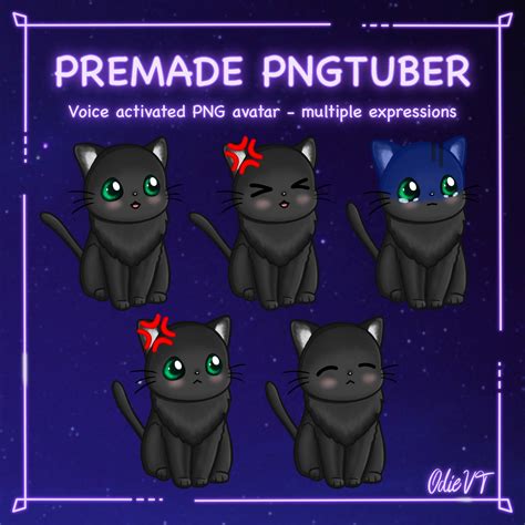 Premade Png Tuber Black Cat Pngtuber Vtuber Discord Reactive Image