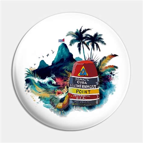 Key West Southernmost Point Marker With Cuban Background Welshdesigns