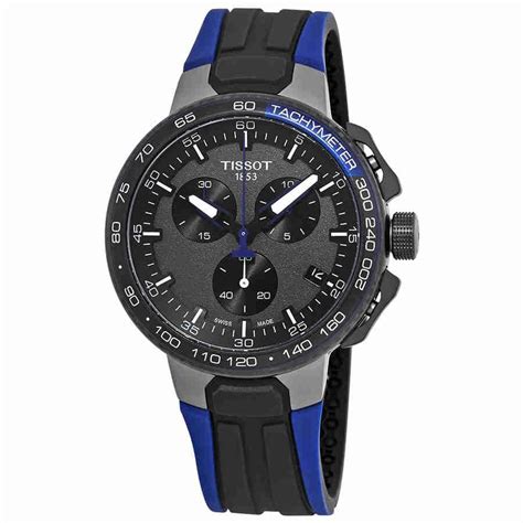 tissot men s t1114173744106 t race cycling chronograph blue black rubber watch 7611608285671 ebay