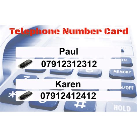 In the bank cards section, click add bank card. Telephone Number Card - Hard Plastic Card with your choice ...
