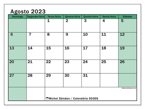 Calendário De Agosto De 2023 Para Imprimir “503ds” Michel Zbinden Br