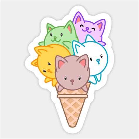 Cute Cat Ice Cream By Novakdesign In 2023 Cat Stickers Cat Logo