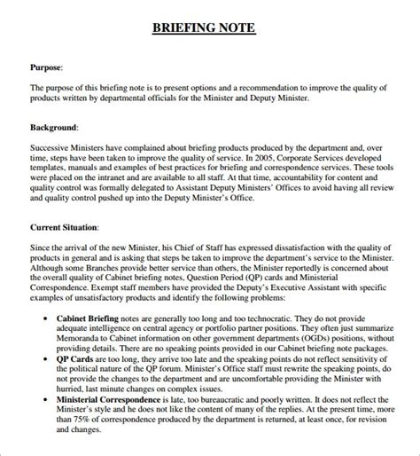 It breaks down complex information into a. FREE 5+ Briefing Note Samples in PDF | MS Word