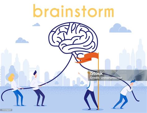 Brainstorm And Creative Thinking Cartoon Poster Stock Illustration