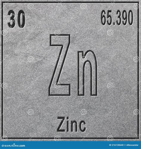 Zinc Zn Chemical Element Periodic Table Stock Photo Cartoondealer