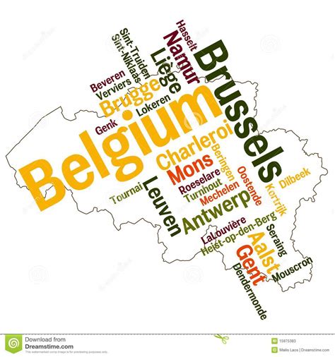 Das königreich belgien (niederländisch , französisch royaume de belgique) ist ein föderaler staat in westeuropa. Belgien-Karte Und Städte Stockfotos - Bild: 15975383