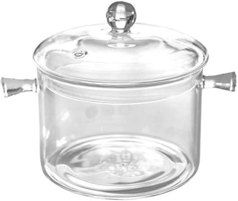 Upkoch Clear Glass Cooking Pot Heat Resistant Stovetop Pot Cooking Saucepan Multi Function Stew